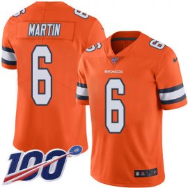 Nike Denver Broncos #6 Sam Martin Orange Youth Stitched NFL Limited Rush 100th Season Jersey