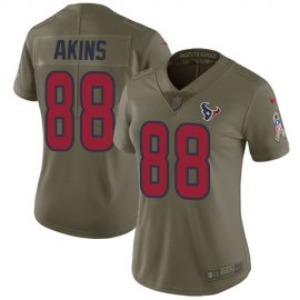 Nike Houston Texans #88 Jordan Akins Olive Womens Stitched NFL Limited 2017 Salute To Service Jersey