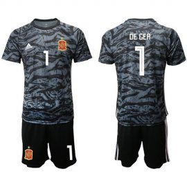 Spain #1 De Gea Black Goalkeeper Soccer Country Jersey