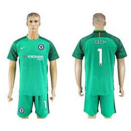 Chelsea #1 Cech Green Goalkeeper Soccer Club Jersey
