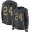 Nike Atlanta Falcons #24 Devonta Freeman Anthracite Salute to Service Womens Stitched NFL Limited Therma Long Sleeve Jersey