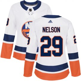 Adidas New York Islanders #29 Brock Nelson White Road Authentic Womens Stitched NHL Jersey