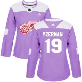 Adidas Detroit Red Wings #19 Steve Yzerman Purple Authentic Fights Cancer Womens Stitched NHL Jersey