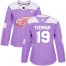 Adidas Detroit Red Wings #19 Steve Yzerman Purple Authentic Fights Cancer Womens Stitched NHL Jersey