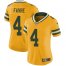 Nike Green Bay Packers #4 Brett Favre Yellow Womens Stitched NFL Limited Rush Jersey
