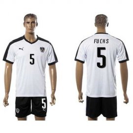 Austria #5 Fuchs White Away Soccer Country Jersey