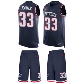 Nike New England Patriots #33 Kevin Faulk Navy Blue Team Color Mens Stitched NFL Limited Tank Top Suit Jersey