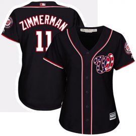 Washington Nationals #11 Ryan Zimmerman Navy Blue Alternate Womens Stitched MLB Jersey