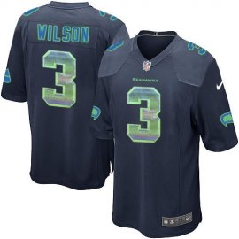 Nike Seattle Seahawks #3 Russell Wilson Steel Blue Team Color Mens Stitched NFL Limited Strobe Jersey