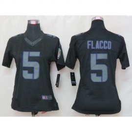 Nike Baltimore Ravens #5 Joe Flacco Black Impact Womens Stitched NFL Limited Jersey