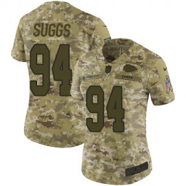 Nike Kansas City Chiefs #94 Terrell Suggs Camo Womens Stitched NFL Limited 2018 Salute To Service Jersey