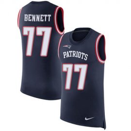 Nike New England Patriots #77 Michael Bennett Navy Blue Team Color Mens Stitched NFL Limited Rush Tank Top Jersey
