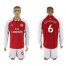 Arsenal #6 Koscielny Red Home Long Sleeves Soccer Club Jersey