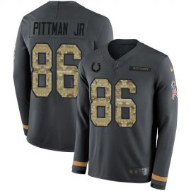 Nike Indianapolis Colts #86 Michael Pittman Jr. Anthracite Salute to Service Mens Stitched NFL Limited Therma Long Sleeve Jersey