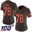 Nike Cleveland Browns #78 Jack Conklin Brown Womens Stitched NFL Limited Rush 100th Season Jersey