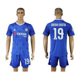 Chelsea #19 Diego Costa UEFA Champions League Home Soccer Club Jersey