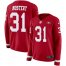 Nike San Francisco 49ers #31 Raheem Mostert Red Team Color Womens Stitched NFL Limited Therma Long Sleeve Jersey