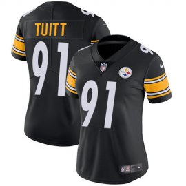 Nike Pittsburgh Steelers #91 Stephon Tuitt Black Team Color Womens Stitched NFL Vapor Untouchable Limited Jersey