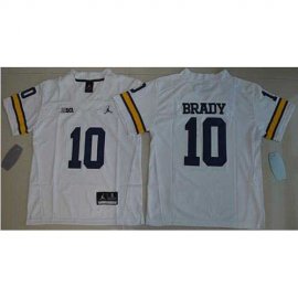 Youth Michigan Wolverines #10 Tom Brady White Jordan Brand Stitched NCAA Jersey