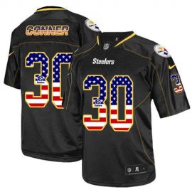 Nike Pittsburgh Steelers #30 James Conner Black Mens Stitched NFL Elite USA Flag Fashion Jersey