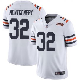 Nike Chicago Bears #32 David Montgomery White Alternate Mens Stitched NFL Vapor Untouchable Limited 100th Season Jersey