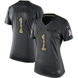 Nike Miami Dolphins #1 Tua Tagovailoa Black Womens Stitched NFL Limited 2016 Salute to Service Jersey