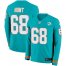 Nike Miami Dolphins #68 Robert Hunt Aqua Green Team Color Mens Stitched NFL Limited Therma Long Sleeve Jersey