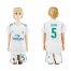 Real Madrid #5 Zidane White Home Kid Soccer Club Jersey