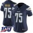 Nike Los Angeles Chargers #75 Bryan Bulaga Navy Blue Team Color Womens Stitched NFL 100th Season Vapor Untouchable Limited Jersey