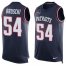 Nike New England Patriots #54 Tedy Bruschi Navy Blue Team Color Mens Stitched NFL Limited Tank Top Jersey