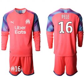 Marseille #16 Pele Pink Goalkeeper Long Sleeves Soccer Club Jersey