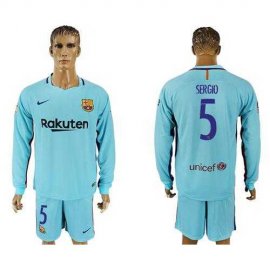 Barcelona #5 Sergio Away Long Sleeves Soccer Club Jersey