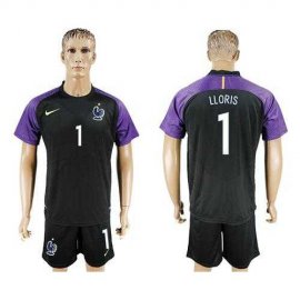 France #1 LLORIS Black Goalkeeper Soccer Country Jersey