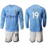 Manchester City #19 Sane Home Long Sleeves Soccer Club Jersey