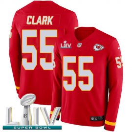Nike Kansas City Chiefs #55 Frank Clark Red Super Bowl LIV 2020 Team Color Mens Stitched NFL Limited Therma Long Sleeve Jersey
