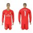 Real Madrid #1 I Casillas Red Goalkeeper Long Sleeves Soccer Club Jersey