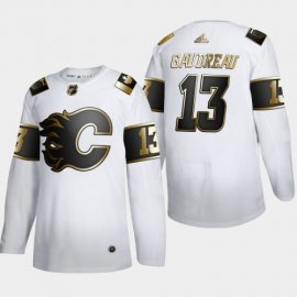 Calgary Flames #13 Johnny Gaudreau Mens Adidas White Golden Edition Limited Stitched NHL Jersey