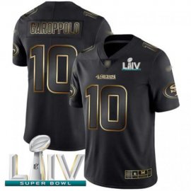Nike San Francisco 49ers #10 Jimmy Garoppolo Black/Gold Super Bowl LIV 2020 Mens Stitched NFL Vapor Untouchable Limited Jersey