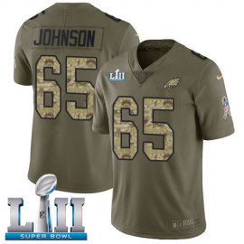 Nike Philadelphia Eagles #65 Lane Johnson Olive/Camo Super Bowl LII Youth Stitched NFL Limited 2017 Salute to Service Jersey