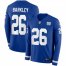 Mens New York Giants #26 Saquon Barkley Royal Blue Team Color Mens Stitched NFL Limited Therma Long Sleeve Jersey