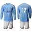 Manchester City #17 De Bruyne Home Long Sleeves Soccer Club Jersey