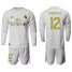 Real Madrid #12 Marcelo White Home Long Sleeves Soccer Club Jersey