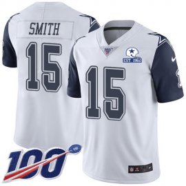 Nike Dallas Cowboys #15 Devin Smith White Mens Stitched With Established In 1960 Patch NFL Limited Rush 100th Season Jersey