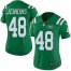 Nike New York Jets #48 Jordan Jenkins Green Womens Stitched NFL Limited Rush Jersey