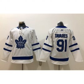 Adidas Toronto Maple Leafs #91 John Tavares White Road Authentic Stitched Youth NHL Jersey