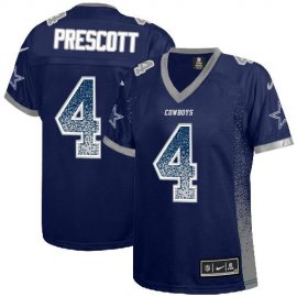 Nike Dallas Cowboys #4 Dak Prescott Navy Blue Team Color Womens Stitched NFL Elite Drift Fashion Jersey
