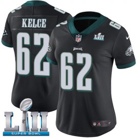 Nike Philadelphia Eagles #62 Jason Kelce Black Alternate Super Bowl LII Womens Stitched NFL Vapor Untouchable Limited Jersey