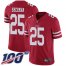 Nike San Francisco 49ers #25 Richard Sherman Red Team Color Mens Stitched NFL 100th Season Vapor Limited Jersey