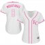 Kansas City Royals #8 Mike Moustakas White/Pink Fashion Womens Stitched MLB Jersey