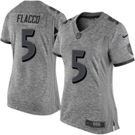 Nike Baltimore Ravens #5 Joe Flacco Gray Womens Stitched NFL Limited Gridiron Gray Jersey
